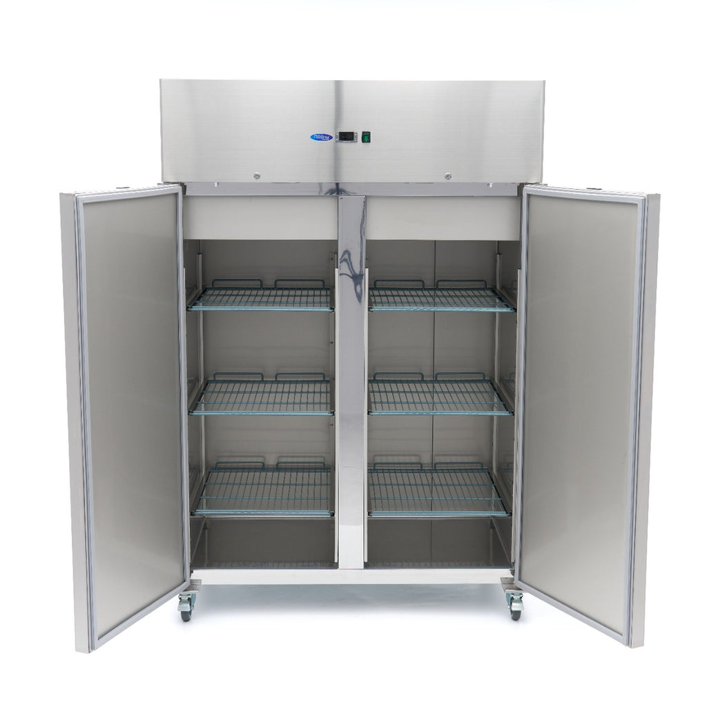 Frigorifero - Professionale - 1200L - 6 ripiani regolabili (2/1 GN) - Acciaio inox - su ruote
