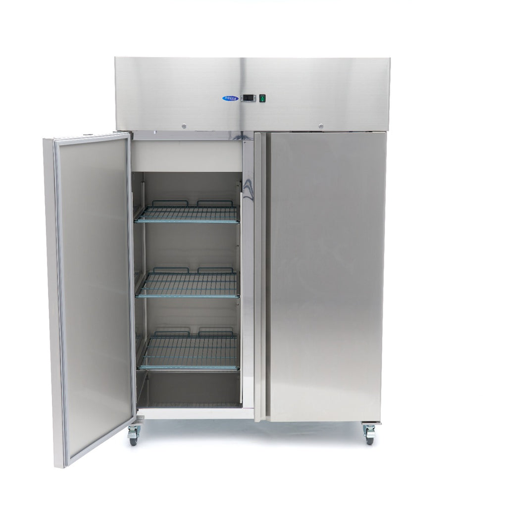 Frigorifero - Professionale - 1200L - 6 ripiani regolabili (2/1 GN) - Acciaio inox - su ruote