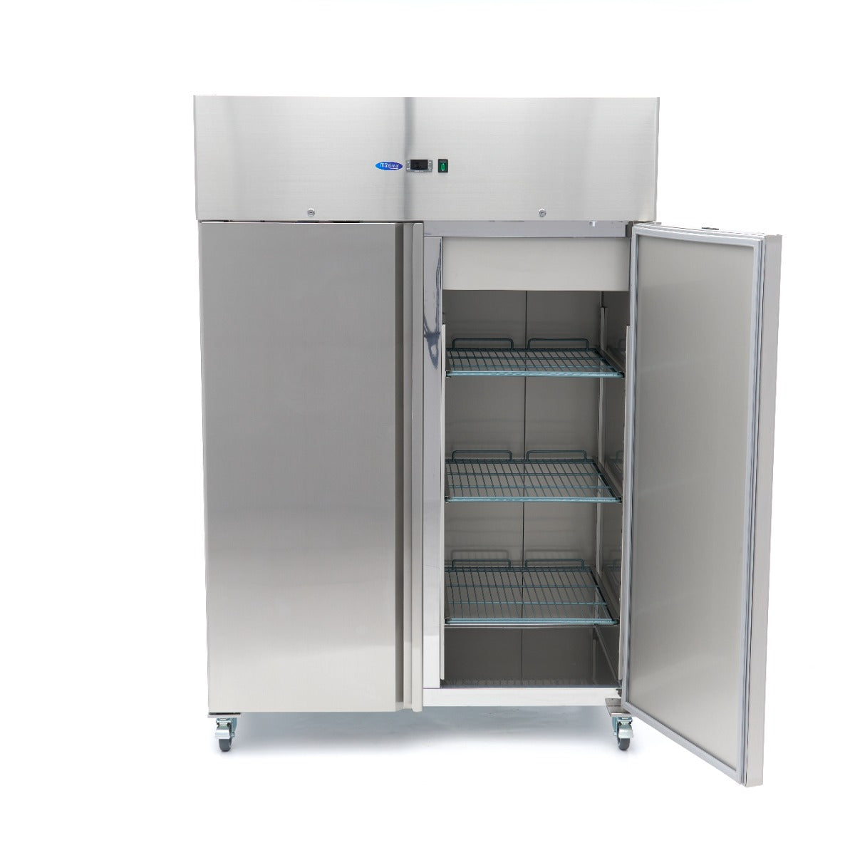 Frigorifero - Professionale - 1200L - 6 ripiani regolabili (2/1 GN) - Acciaio inox - su ruote
