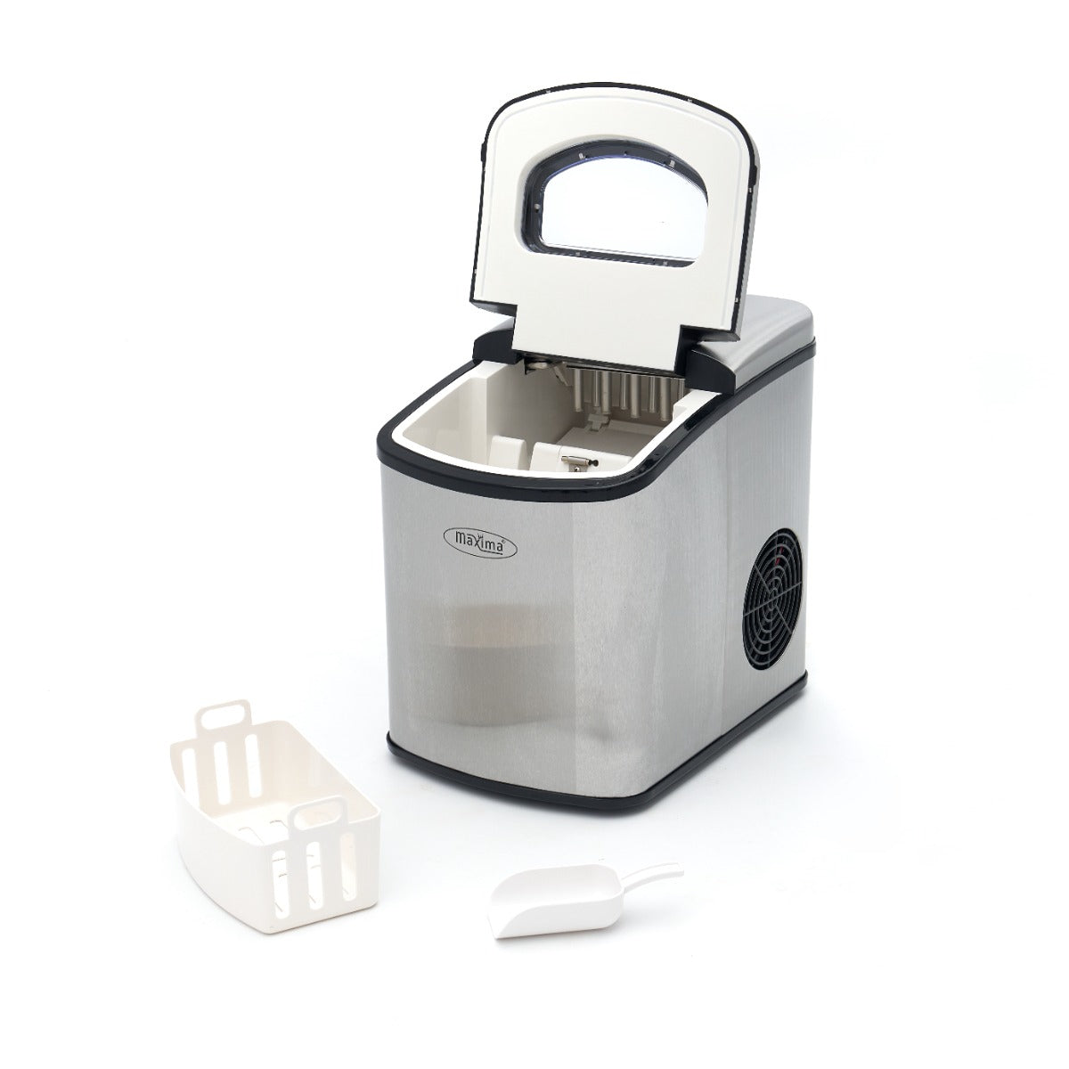 Macchina per ghiaccio - Professionale - 10-12 kg/24 h - Cubetti a proiettile - Raffreddamento ad aria - Argento