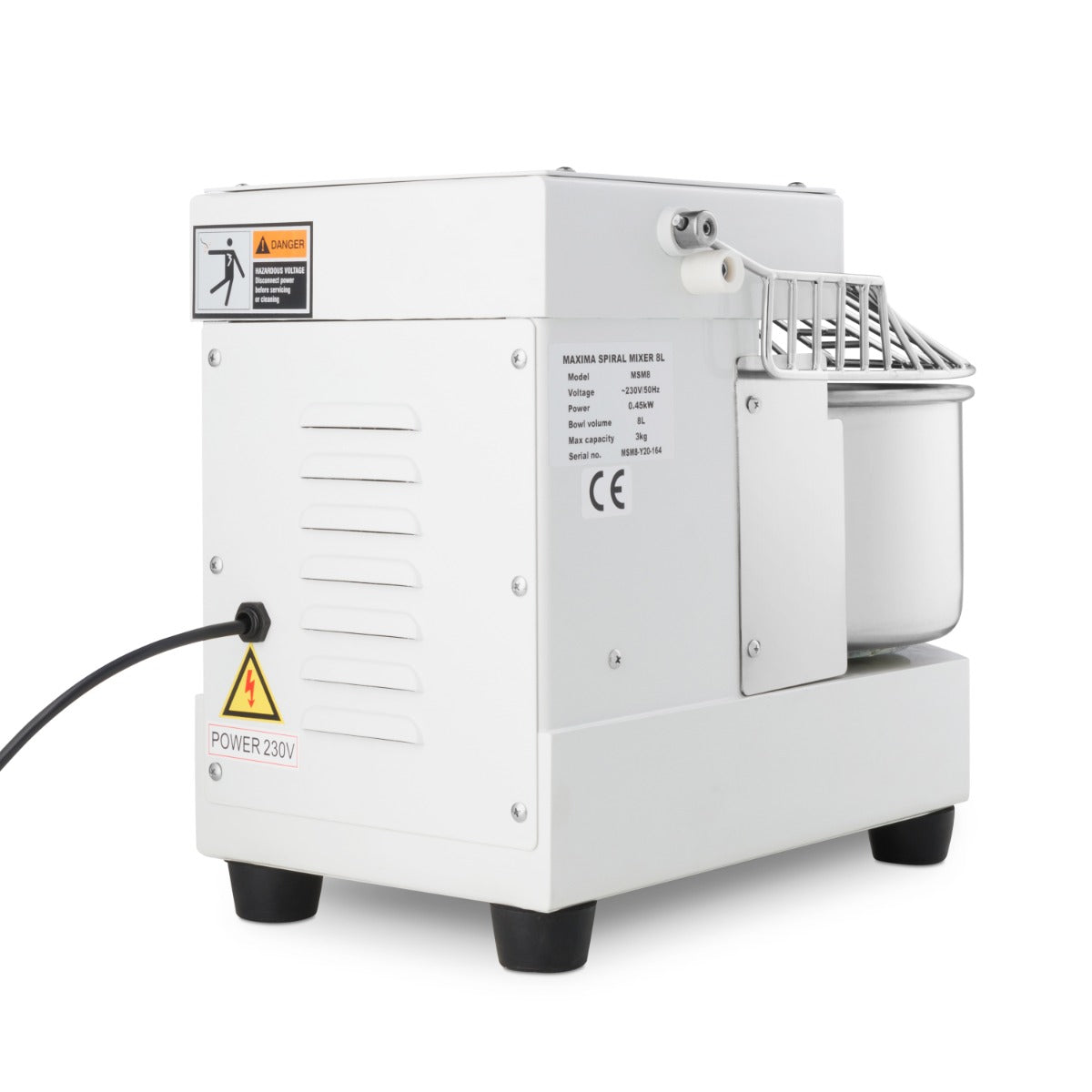 Teigknetmaschine - Professionell - 8L - 4,5kg Teig - Weiß