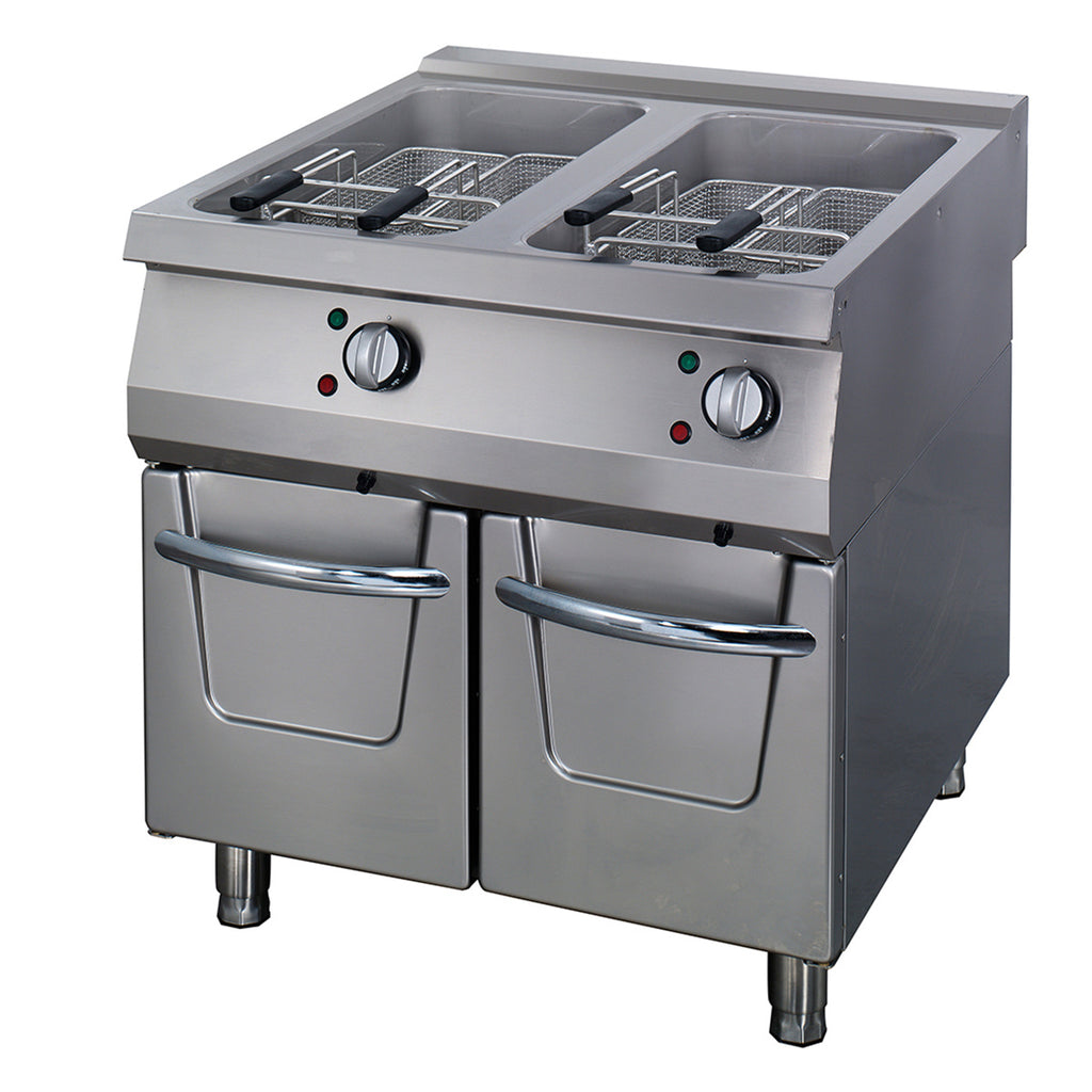 Premium Freidora - Profesional - 2 x 22L - Unidad Doble - 90cm de Profundidad - con Grifo de Vaciado - Eléctrico