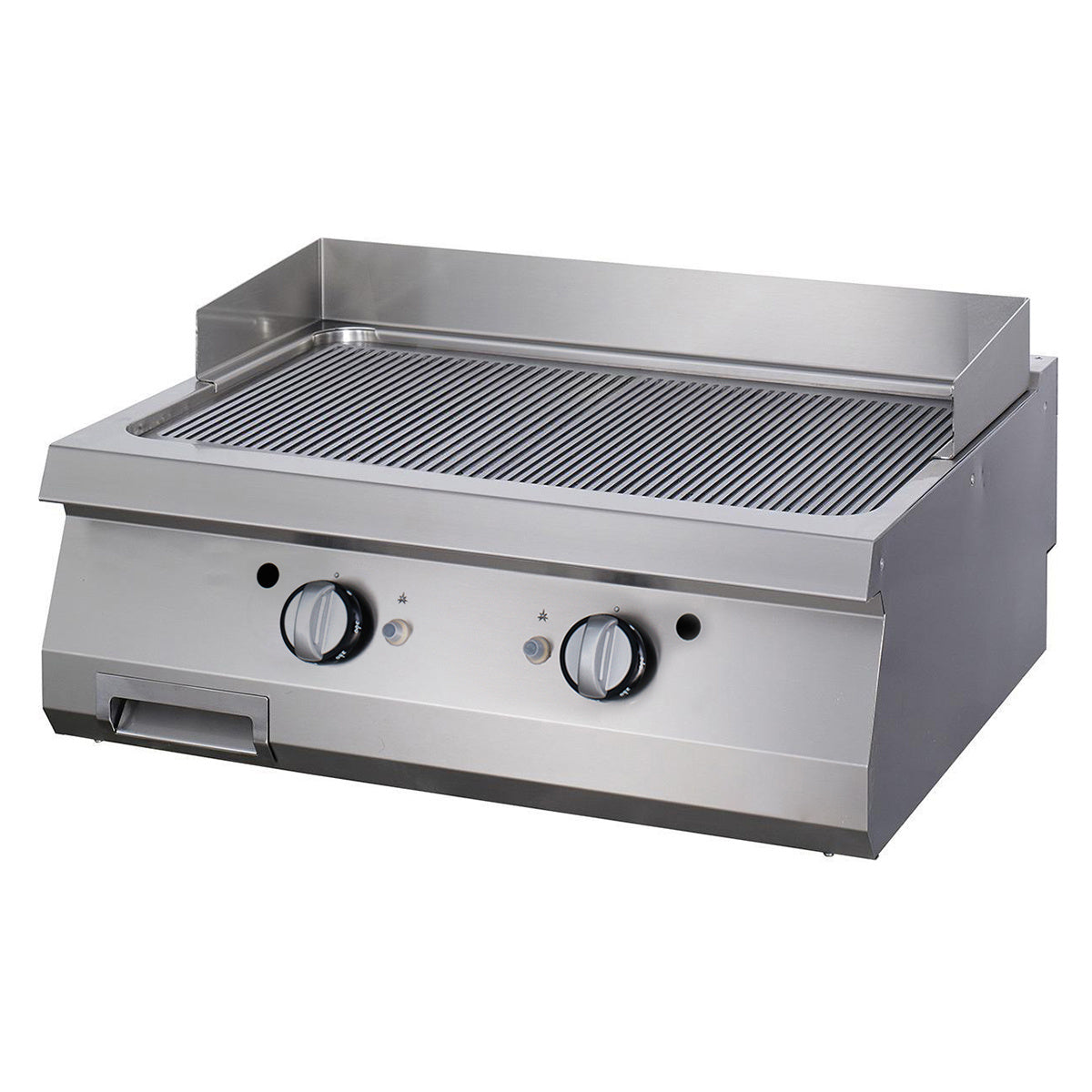 Premium Plancha - Profesional - Cromo Ranurado - Unidad Doble - 90cm de Profundidad - Gas
