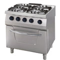 Heavy Duty Estufa de Cocina - Profesional - 4 Quemadores - Unidad Doble - 70cm de Profundidad - 30 kW - Gas con horno eléctrico