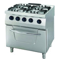 Heavy Duty Cucina a gas - Professionale - 4 fuochi - Unità doppia - Profondità 70cm - 34 kW - Gas con forno incluso