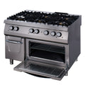 Premium Gasherd - Professionell - 6 Brenner - Dreifachgerät - 90cm Tiefe - mit Backofen - Gas