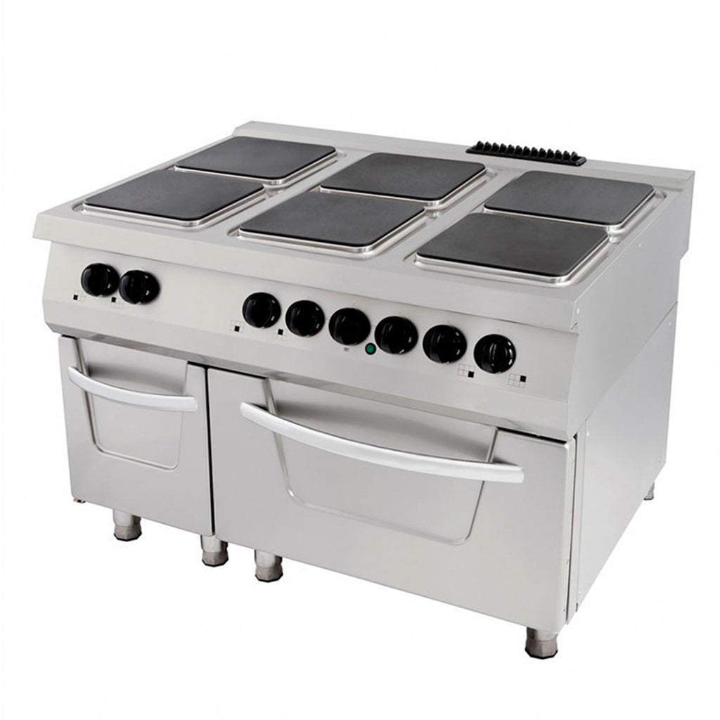 Premium Küchenherd - Professionell - 6 Platten - Dreifacheinheit - 90cm Tiefe - inkl. Backofen - Elektrisch