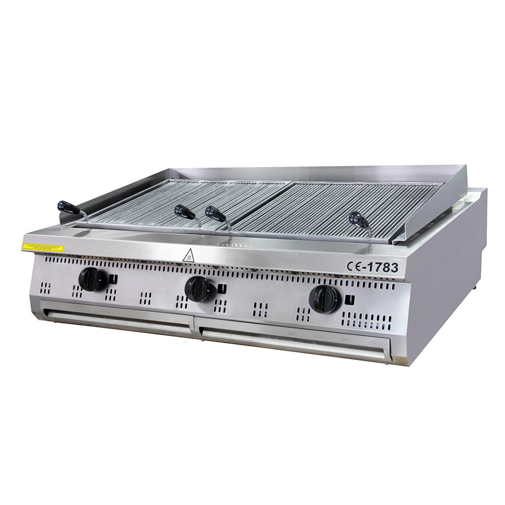 Premium Chargrill - Profesional - 3 Zonas - Unidad Triple - 90cm de Profundidad - Gas