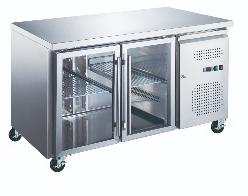 Banco frigorifero - Professionale - 136cm - 2 porte in vetro