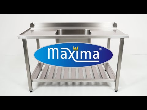 Mesa para Lavavajillas - Profesional - 120 x 75cm - Izquierda - con Fregadero y Salpicadero - incl Estante de Almacenamiento