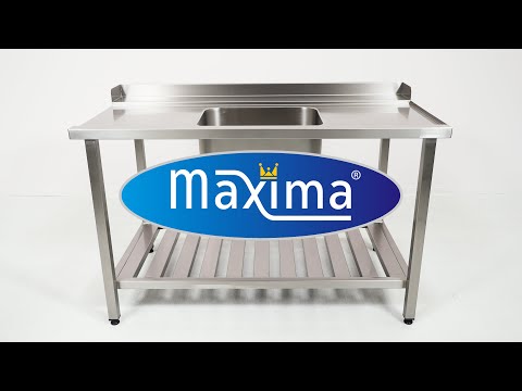 Mesa para Lavavajillas - Profesional - 140 x 75cm - Derecha - con Fregadero y Salpicadero - incl Estante de Almacenamiento