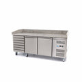 Mesas Refrigerado para Pizzas Preparacion - Profesional - 202cm - 2 Puertas - 7 Cajones