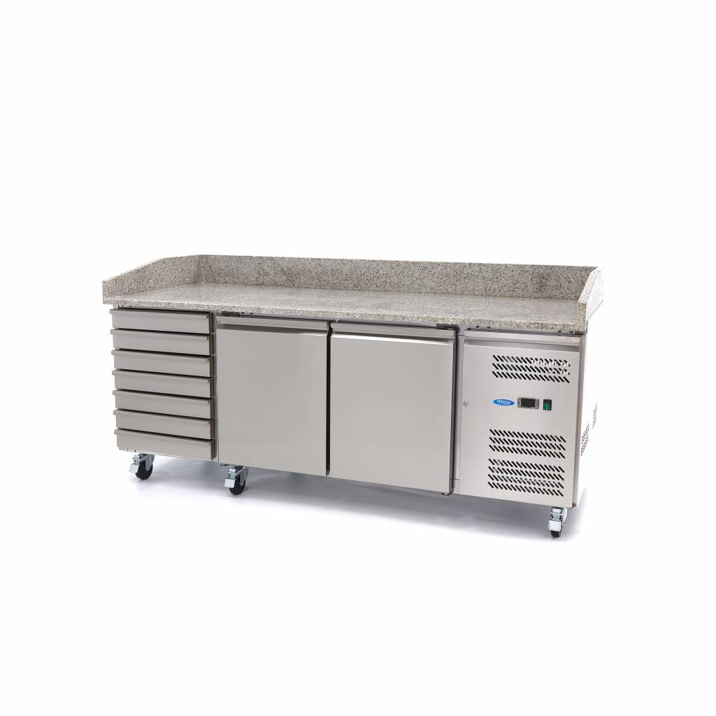 Mesas Refrigerado para Pizzas Preparacion - Profesional - 202cm - 2 Puertas - 7 Cajones