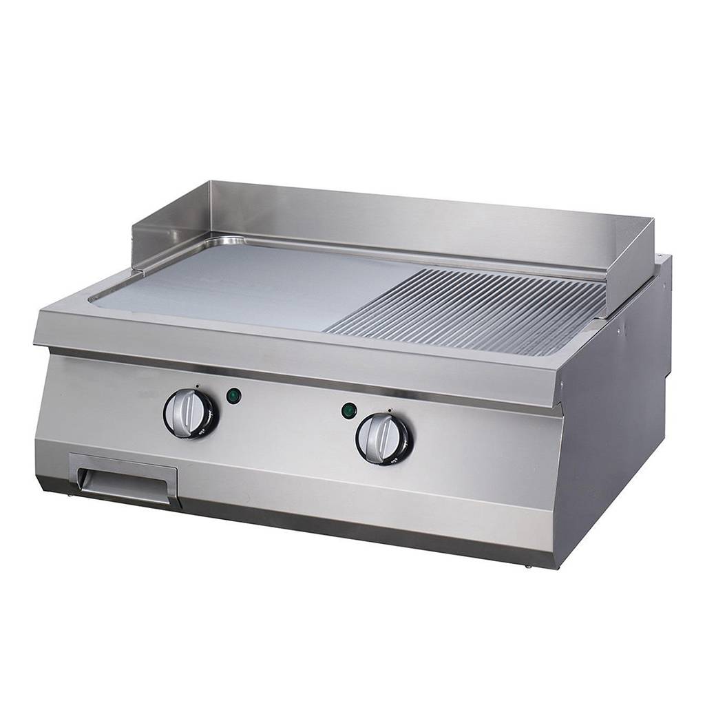 Heavy Duty Plancha - Profesional - Medio Ranurado - Unidad Doble - 70cm de Profundidad - Eléctrico