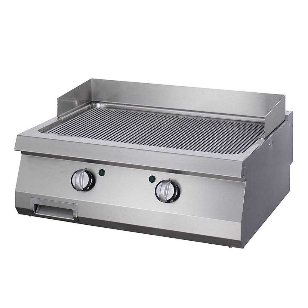 Heavy Duty Piastra - Professionale - Cromo Rigato - Unità Doppia - 70cm di Profondità - Elettrica