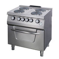 Heavy Duty Estufa de Cocina - Profesional - 4 Quemadores - Unidad Doble - 70cm de Profundidad - con Horno - Eléctrico