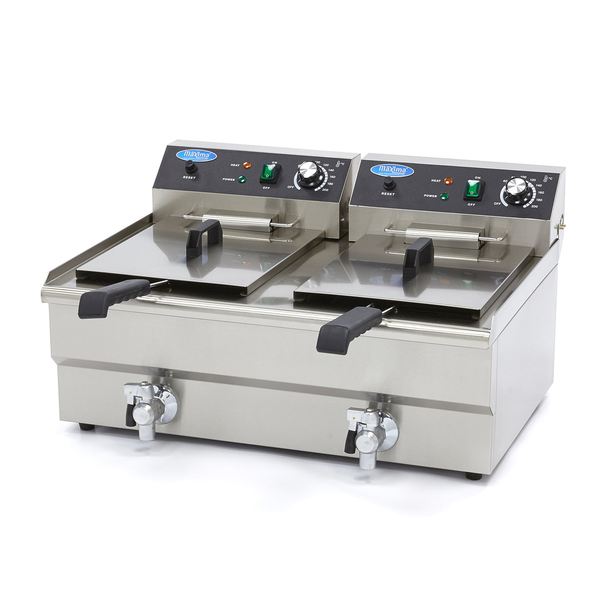 Freidora - Profesional - 2 x 16L - 2 Cestas - con Grifo de Vaciado
