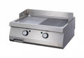 Heavy Duty Plancha - Profesional - Cromo Medio Ranurado - Unidad Doble - 70cm de Profundidad - Gas