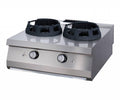 Heavy Duty Wok-Kocher - Professionell - 2 x Ø 28,5cm Kochringe - Doppelgerät - 70cm Tiefe - Gas