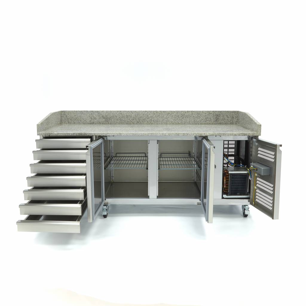 Mesas Refrigerado para Pizzas Preparacion - Profesional - 202cm - 2 Puertas - 7 Cajones