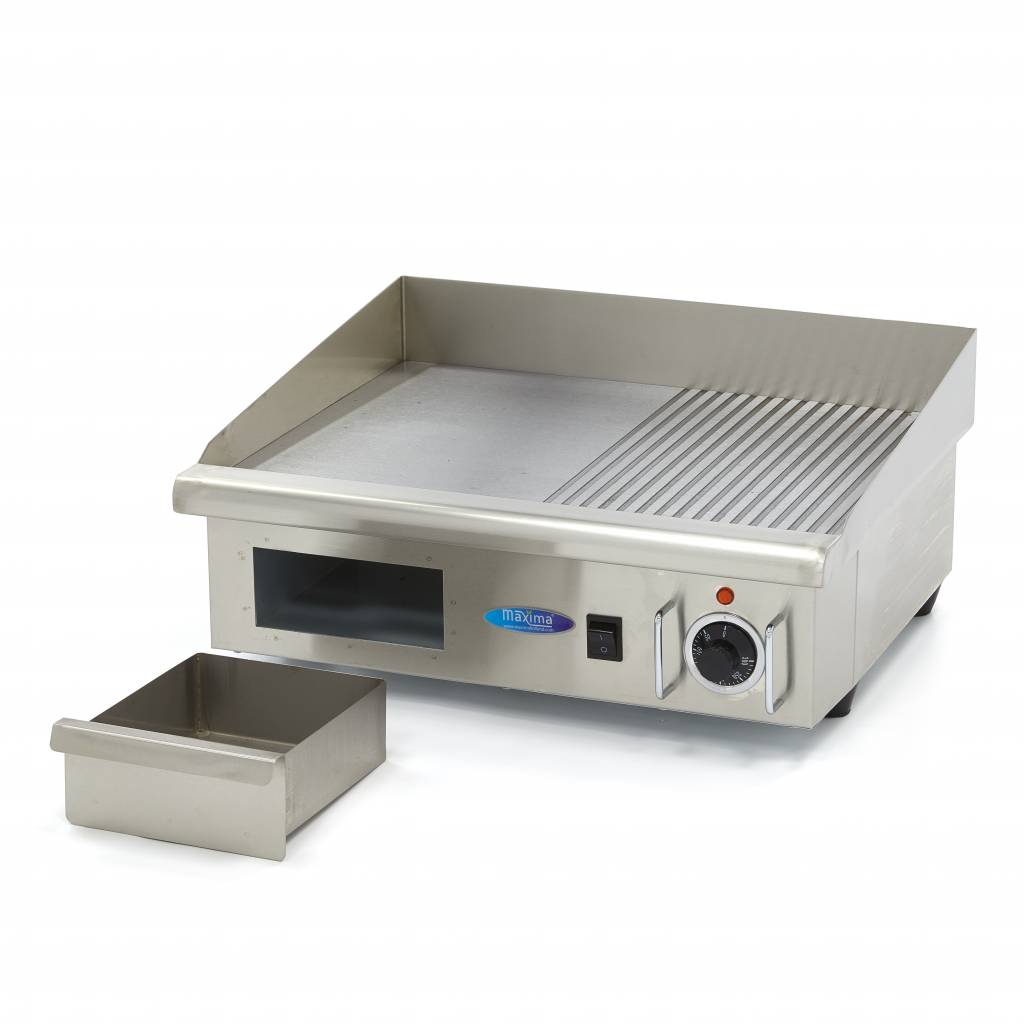 Grillplatte - Professionell - Halb geriffelt - 55cm - Mit Auffangschale