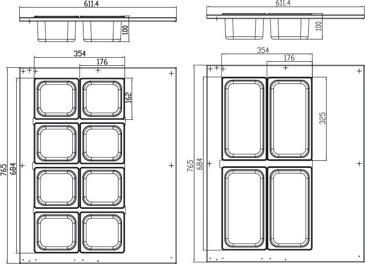 Saladette - Profesional - 67L - incl 8 x 1/6 GN - Modelo de Sobremesa