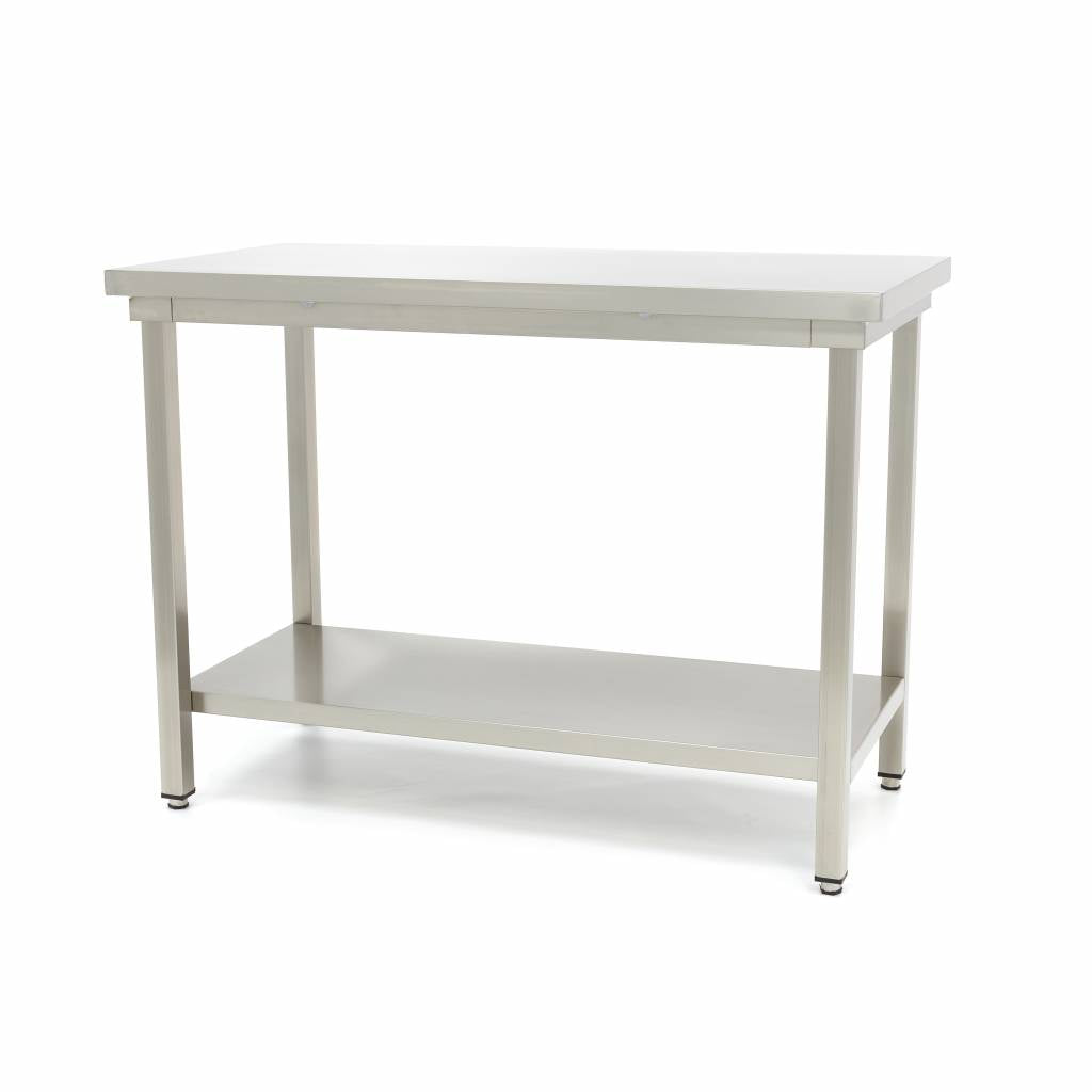 Mesa de Trabajo de Acero Inoxidable - Profesional - 120 x 70cm - Altura Ajustable - con Salpicadero