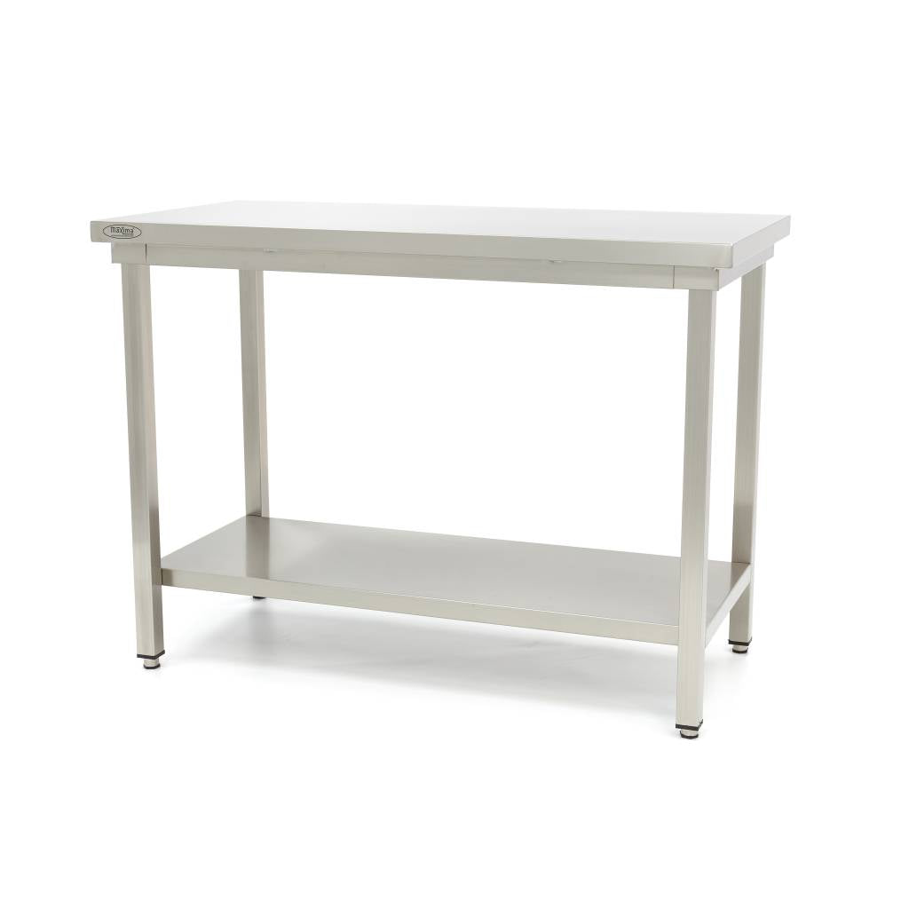 Mesa de Trabajo de Acero Inoxidable - Profesional - 180 x 60cm - Altura Ajustable - con Estante de Almacenamiento