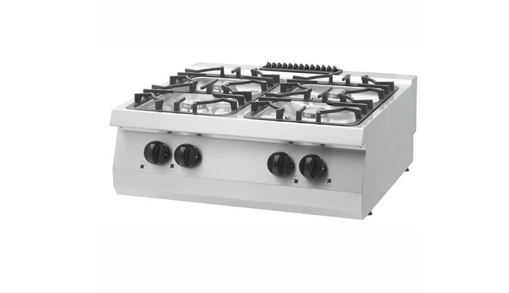 Heavy Duty Gasherd - Professionell - 4 Brenner - Doppeleinheit - 70cm tief - 24 kW - Gas