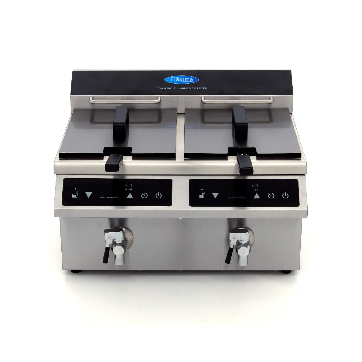 Doppel-Induktionsfritteuse - Professionell - 2 x 8L - 2 Körbe - Mit Ablasshahn