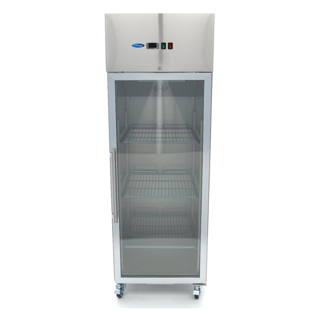 Frigorífico - Profissional - 600L - 3 prateleiras reguláveis (2/1 GN) - aço inoxidável - com porta de vidro