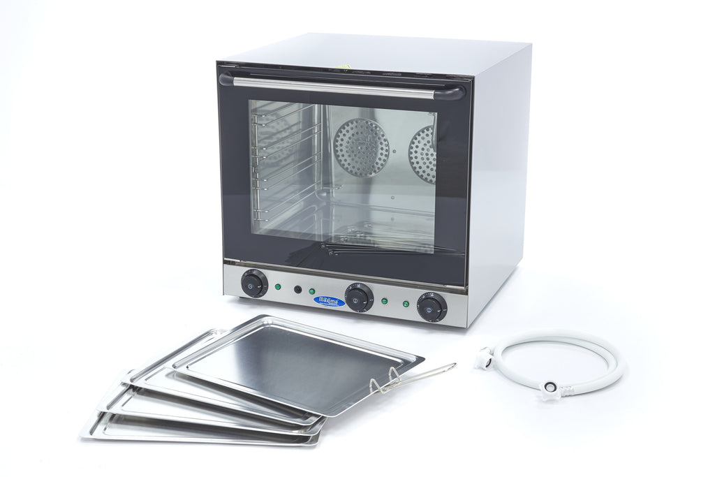 Horno de Convección - Profesional - Grill y Vapor - para 4 Bandejas - Temporizador Incorporado