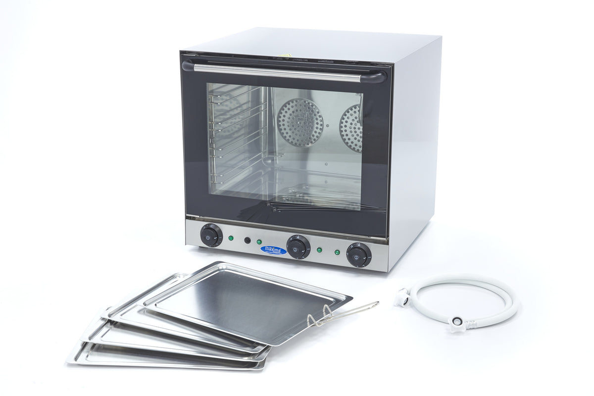 Horno de Convección - Profesional - Grill y Vapor - para 4 Bandejas - Temporizador Incorporado