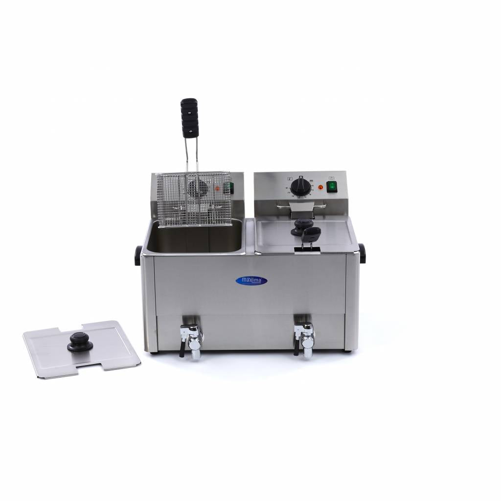 Fritteuse - Professionell - 2 x 8L - 2 Körbe - mit Ablasshahn