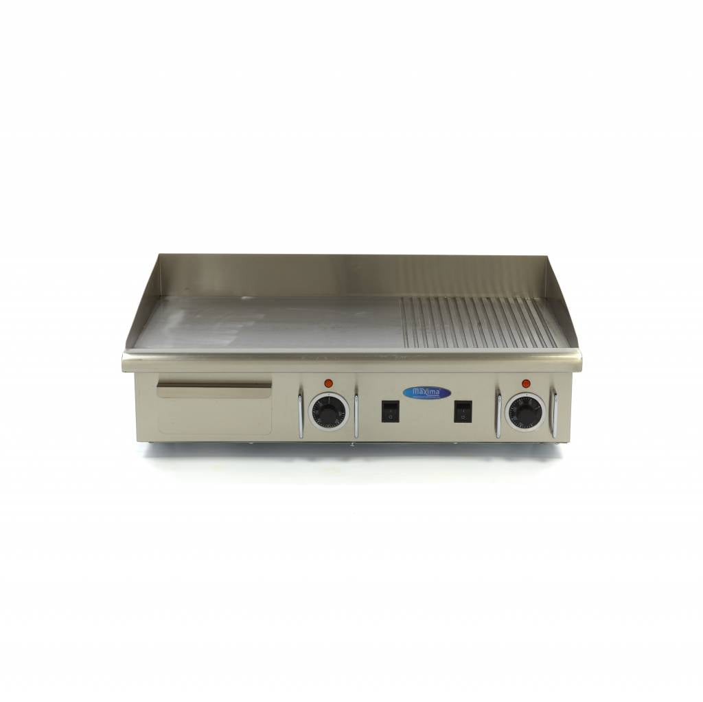 Grillplatte - Professionell - halb geriffelt - 73cm - inkl. Auffangschale - 400V