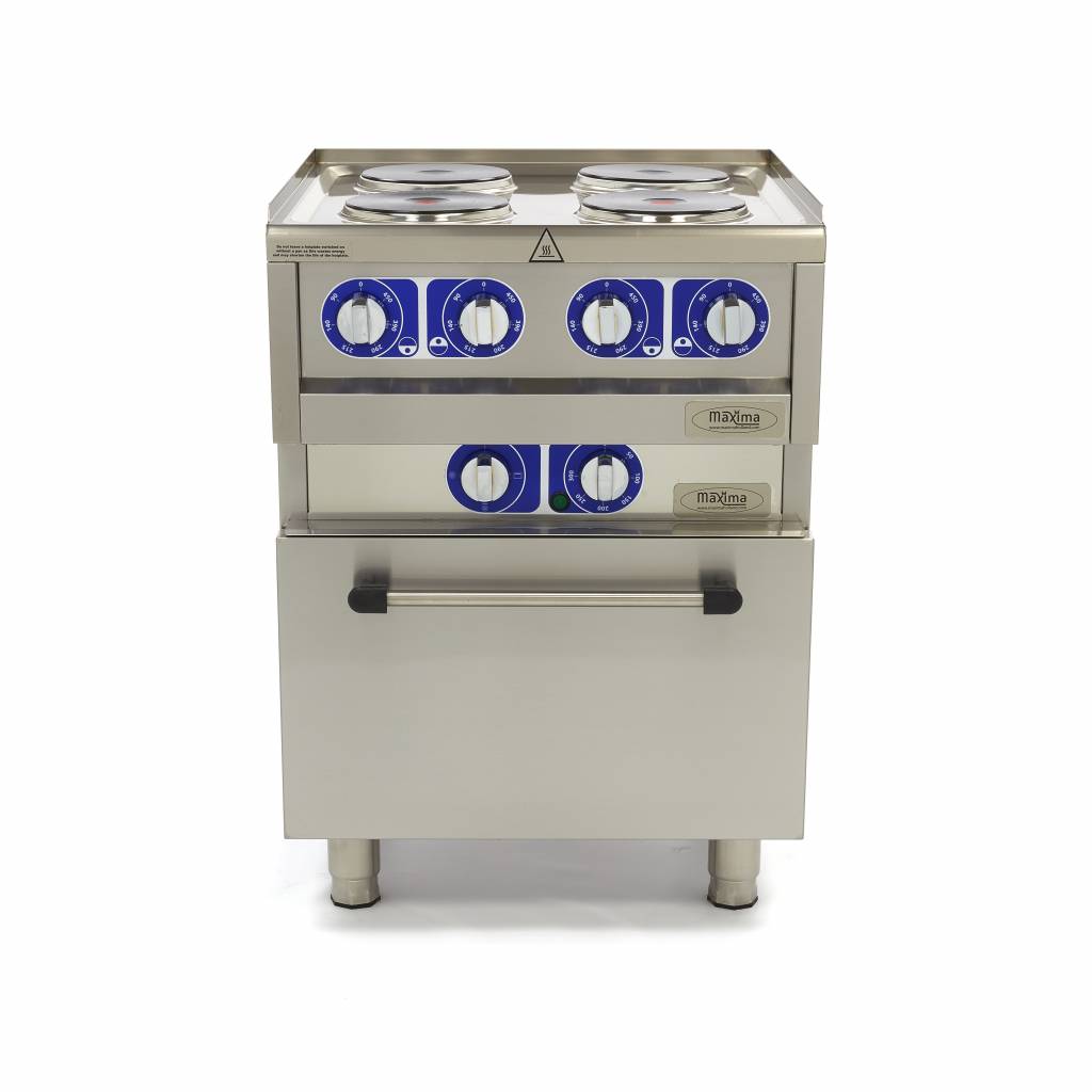 fornuis - Professioneel - 4 kookplaten met oven - Elektrisch - 60 x 60 cm