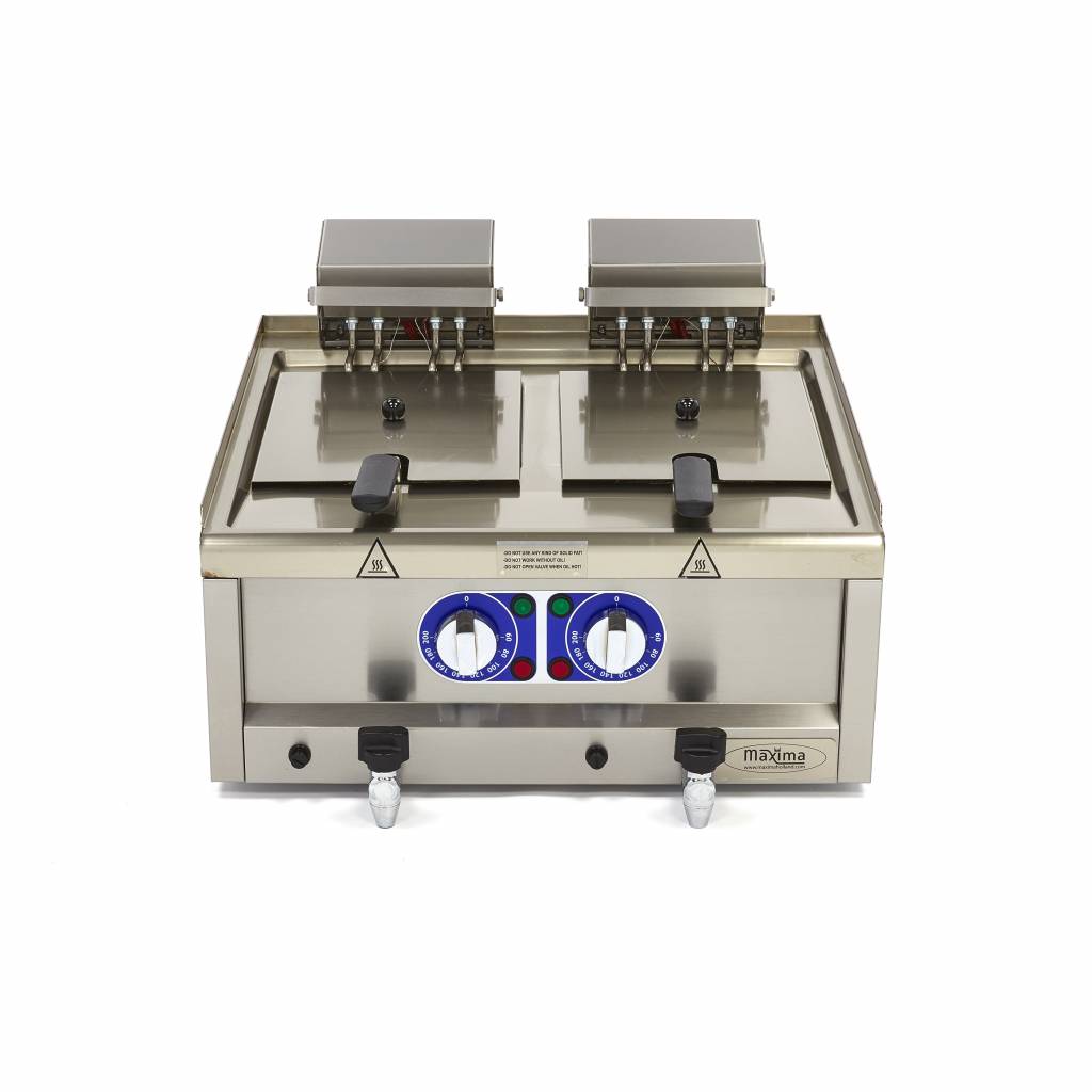 Freidora - Profesional - 2 x 10L - 2 Cestas - con Grifo de Vaciado - 400V