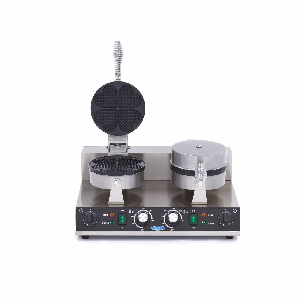 Piastra per Waffle - Professionale - 8 Waffle - Cuori - Doppia