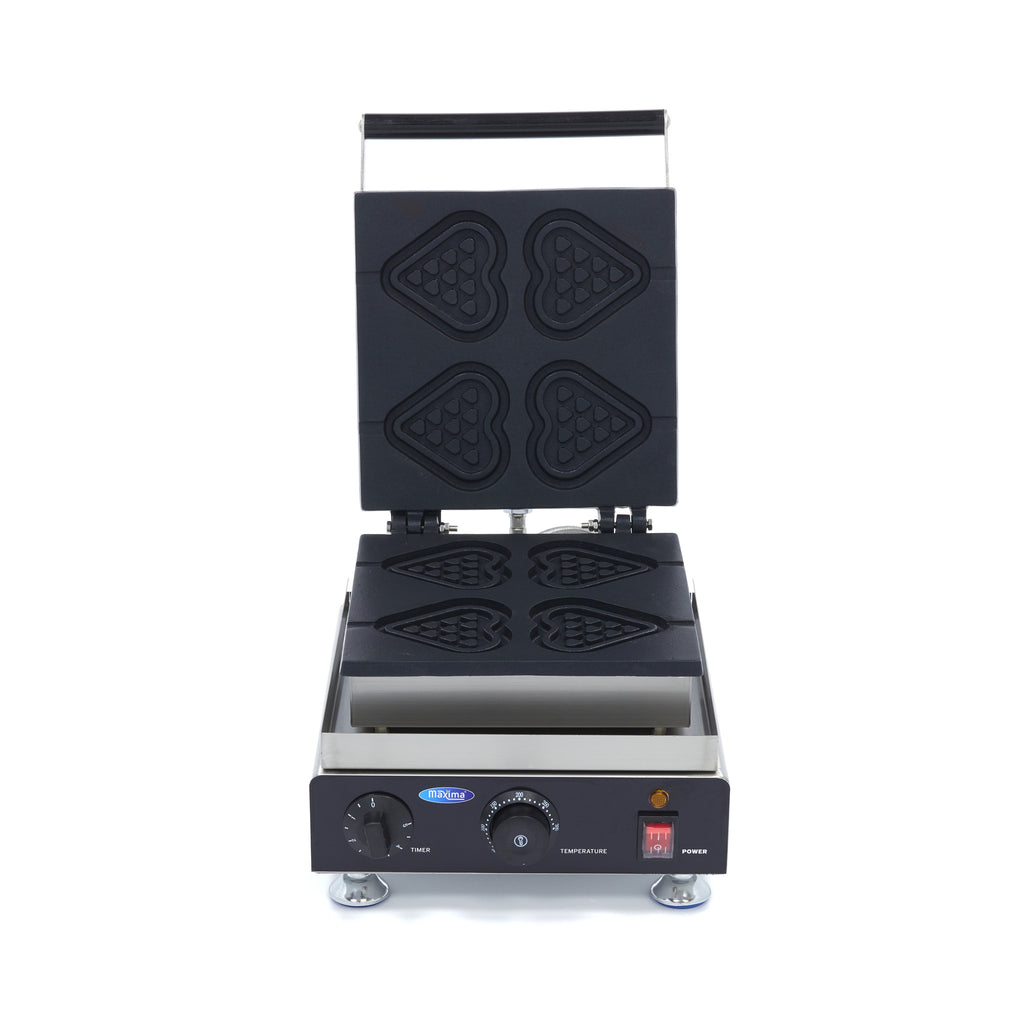 Piastra per waffle - Professionale - 4 pezzi - Cuori su stecco