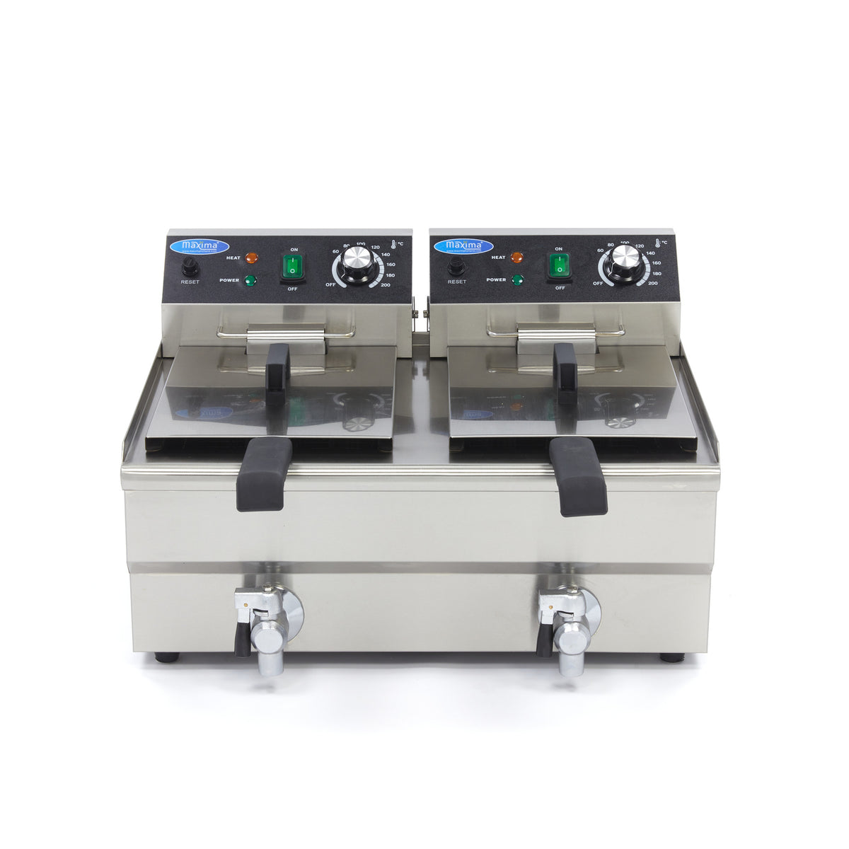 Fritteuse - Professionell - 2 x 10L - 2 Körbe - mit Ablasshahn
