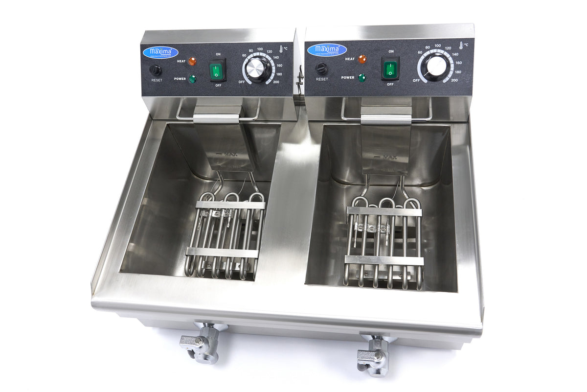 Fritteuse - Professionell - 2 x 10L - 2 Körbe - mit Ablasshahn