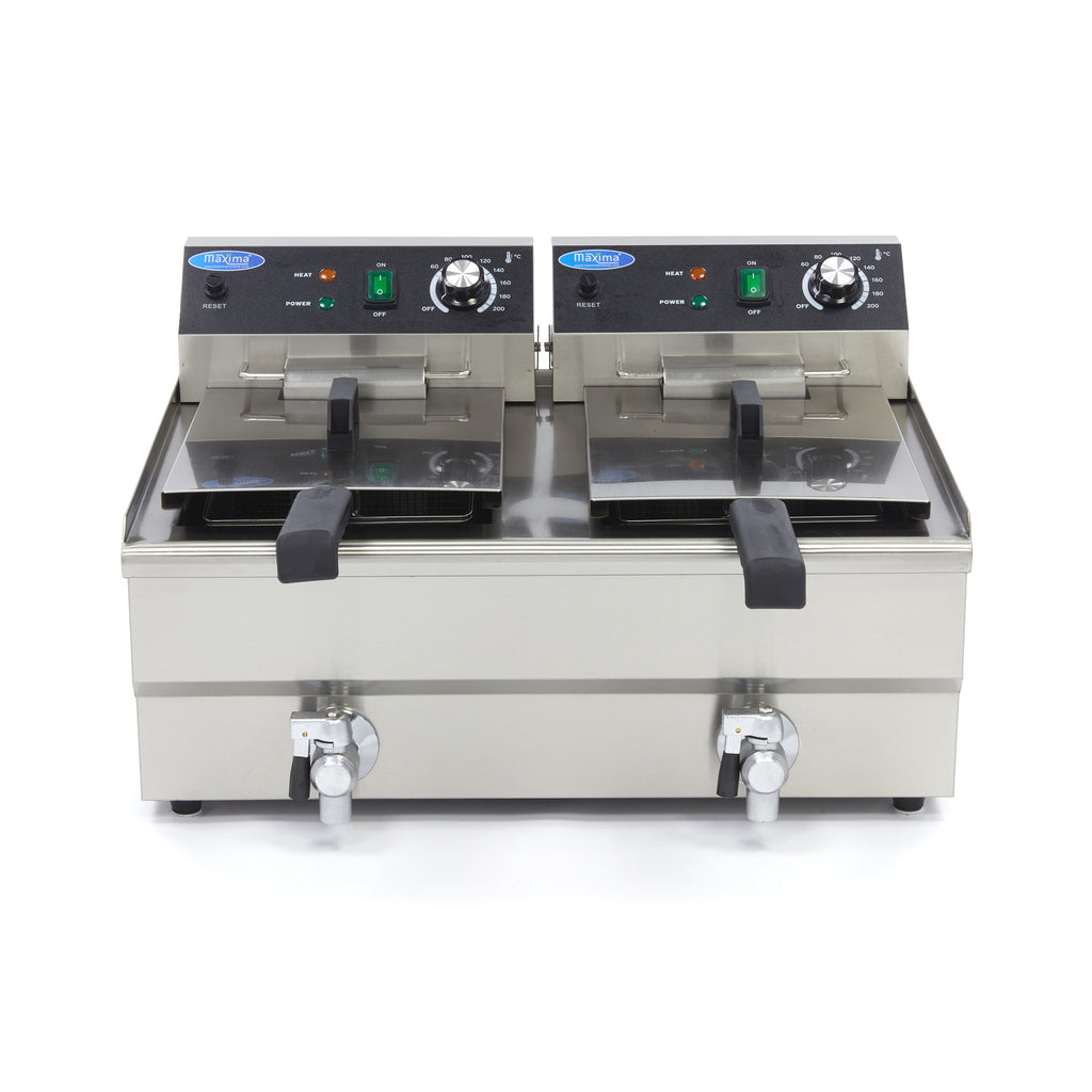 Friggitrice - Professionale - 2 x 13L - 2 cestelli - con rubinetto di scarico