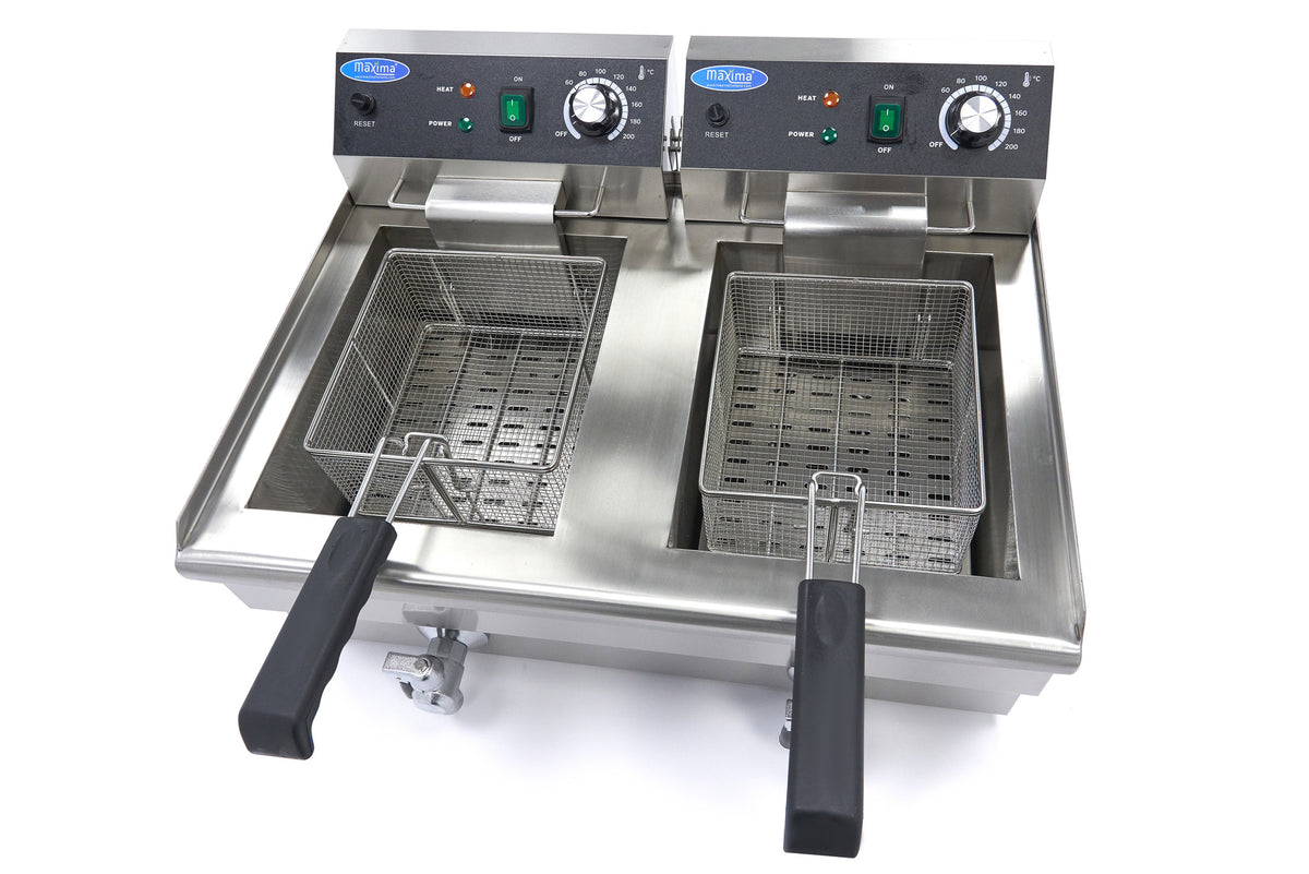 Friggitrice - Professionale - 2 x 13L - 2 cestelli - con rubinetto di scarico