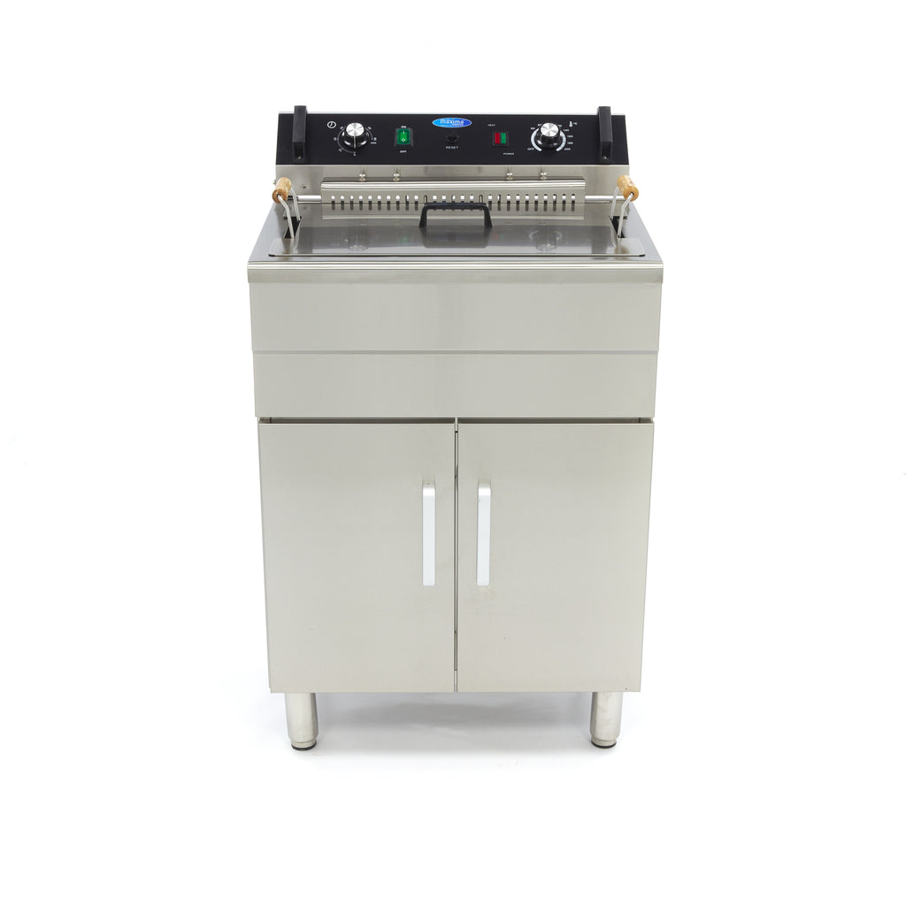 Fritteuse - Professionell - 30L - 1 Korb - mit Ablasshahn und Unterbau