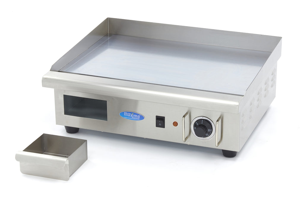 Grillplatte - Professionell - Glatt, verchromt - 55cm - inkl. Fettauffangschale