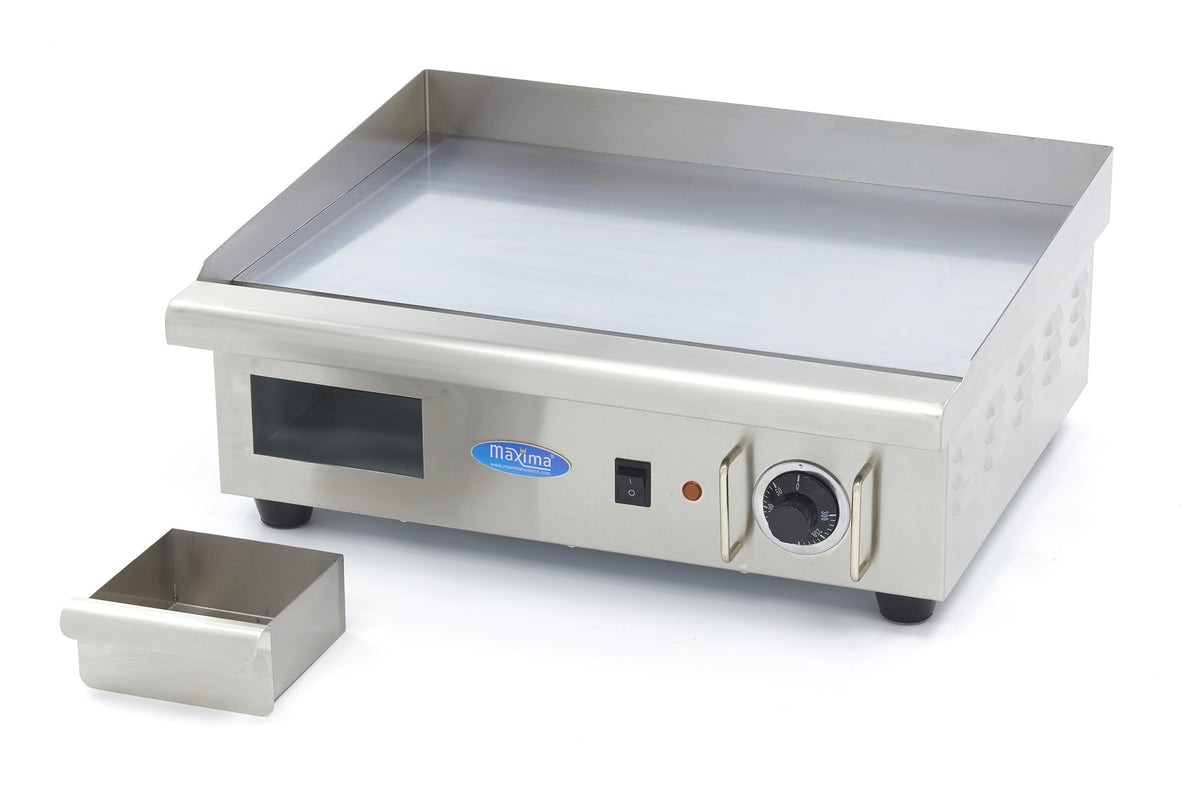 Grillplatte - Professionell - Glatt, verchromt - 55cm - inkl. Fettauffangschale