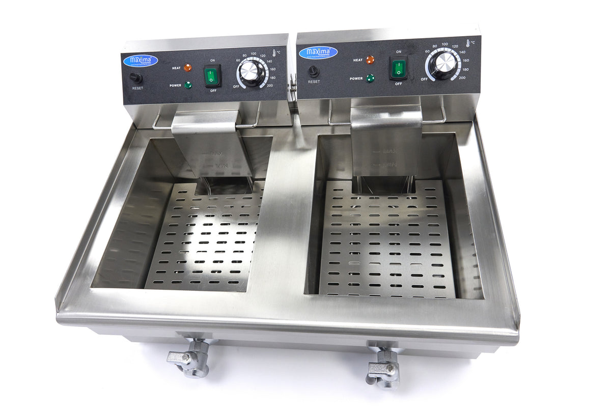 Friggitrice - Professionale - 2 x 13L - 2 cestelli - con rubinetto di scarico