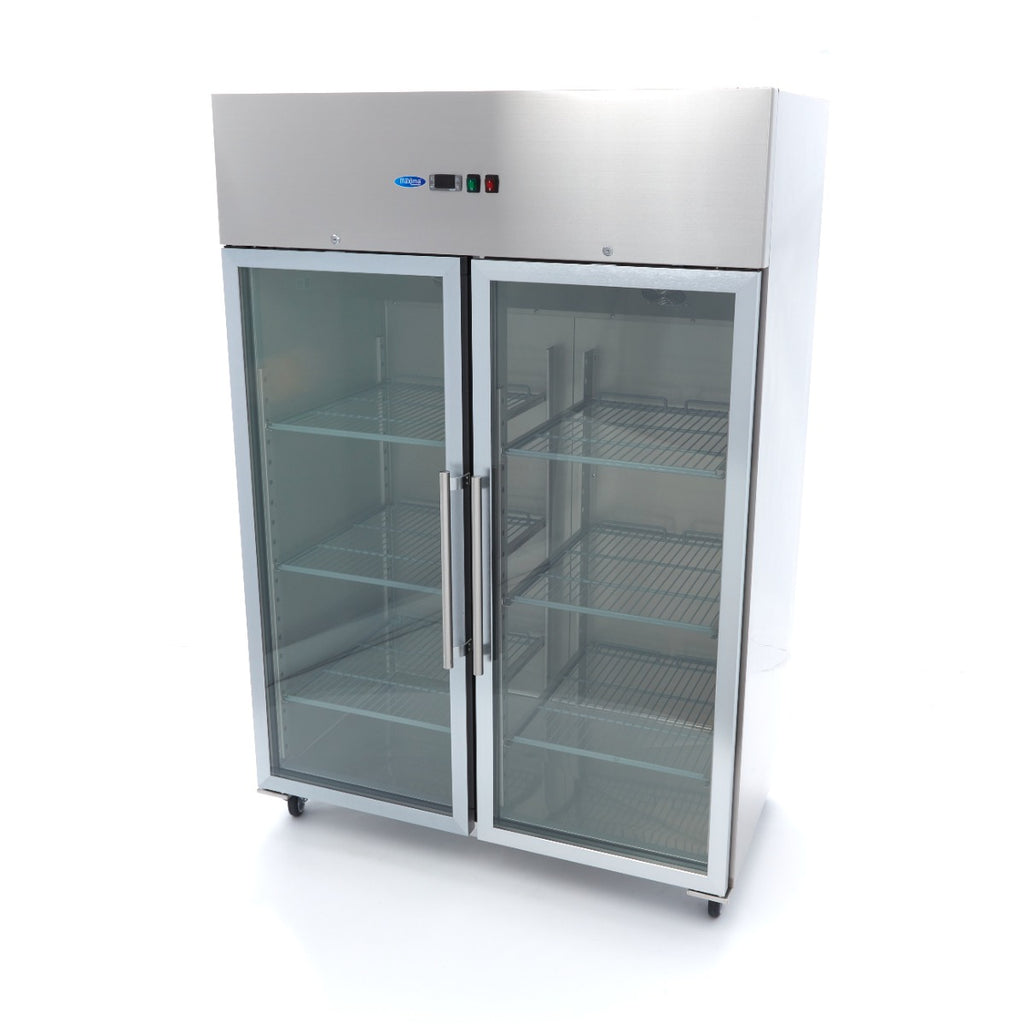Kühlschrank - Professionell - 1200L - 6 verstellbare Ablagen (2/1 GN) - Edelstahl - mit Glastüren