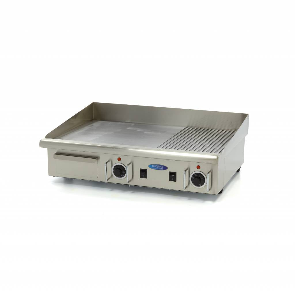 Grillplatte - Professionell - halb geriffelt - 73cm - inkl. Auffangschale - 400V