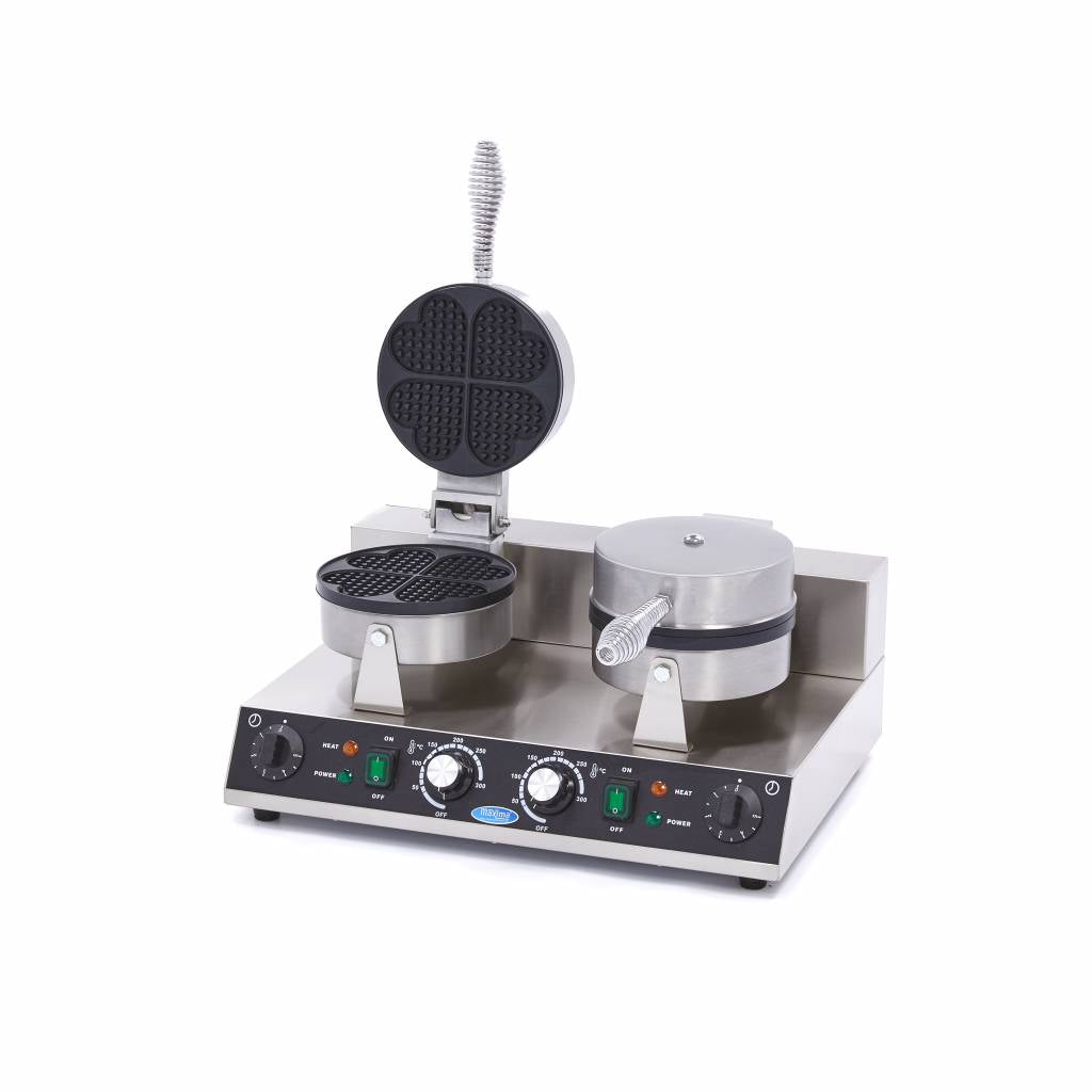 Piastra per Waffle - Professionale - 8 Waffle - Cuori - Doppia